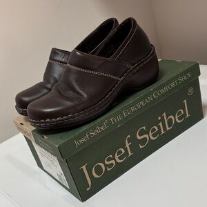 Josef Seibel Dark Brown Leather Slip-On Women's Loafers